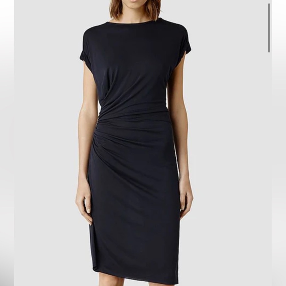 All Saints Alix Dress Sleeveless Ruching Stretch Jersey Knit Modal Gray Size 6 - Picture 9 of 9